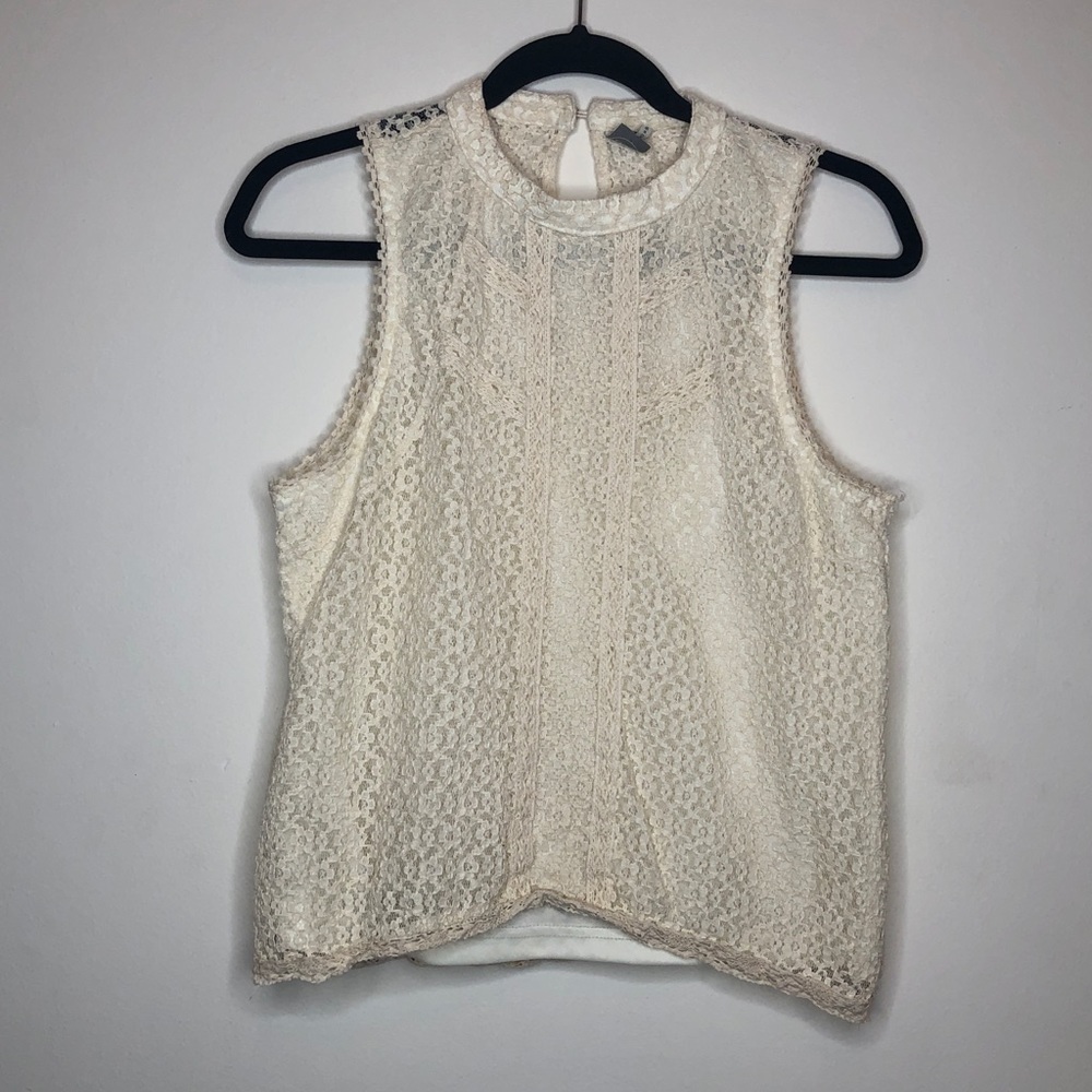 Ivory lace sleeveless blouse